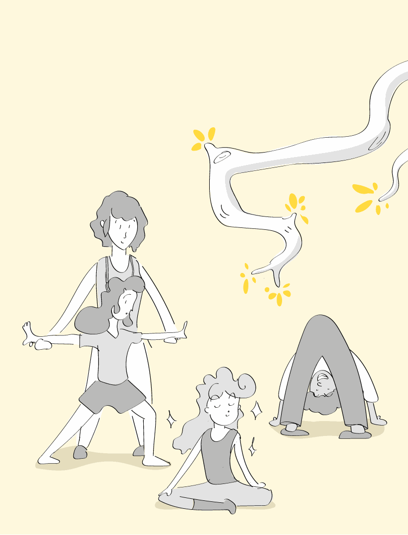 Illustration d'un atelier de yoga avec des enfants