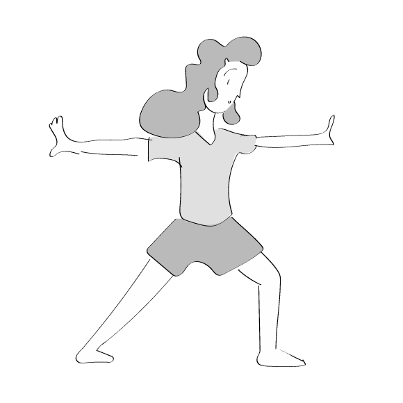 Enfant dans la posture du guerrier, bras écartés